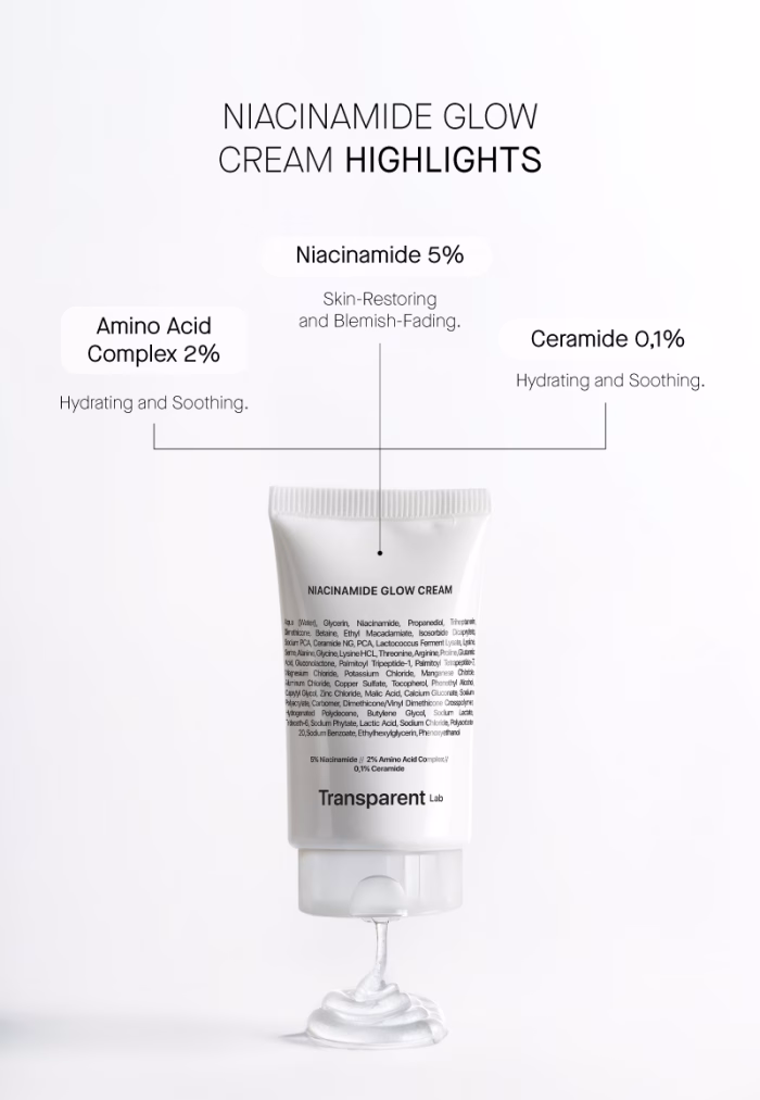 Освітлювальний крем-гель для обличчя Transparent-Lab Niacinamide Glow Cream 50 ml - Зображення 4